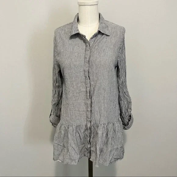 Anthropologie Sunday In Brooklyn Wiley Striped Button Down Cotton Blouse - Picture 2 of 11